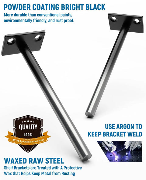 Heavy Duty Floating Shelf Brackets Featuring Sleek Hidden Iron Mounts In Matte Black Finish Built Like A Tank To Grip Any Wooden Panel 12 Pack Badass Storage Gear To Flex Clean Lines At Home
