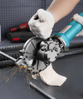 User operating VEVOR Electric Rebar Cutter 1100W cutting steel rebar with sparks in construction setting.