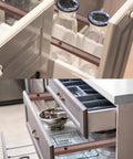 Hella Smooth 12 Inch Drawer Slides 8 Pack Plastic Guide Rails Side Mounted for cabinets showing smooth drawer operation with contents.