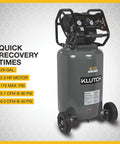 29 Gallon Portable Air Compressor With 2.5 HP Motor, 120 Volt Power, 175 PSI Max, front view with control panel