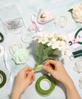 Must Have Floral Arrangement Tool Kit With Green Floral Tape And Wire, Corsage Pins, Satin White Ribbon, and Boutonniere Accessories
