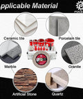 Front view of 13-piece Diamond Tile Hole Saw Kit in red case with diamond core bits for porcelain, ceramic, marble.