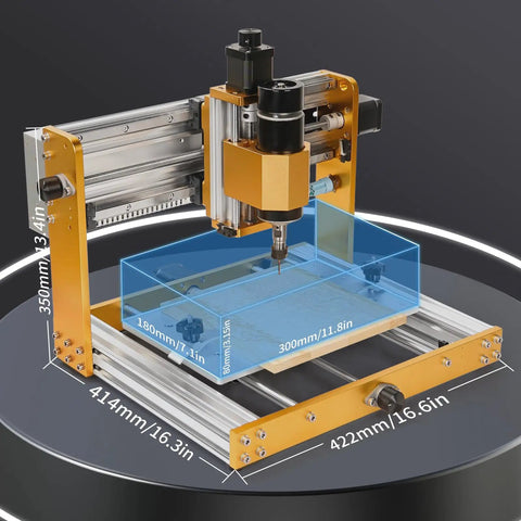 Ultra CNC Router Machine With 500W Spindle, All Metal 3 Axis Engraver showing dimensions