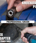Bolt Extractor Kit For Damaged Fasteners, 32 Piece Nut And Bolt Remover Set, Knockout Pin and Hex Adapter in Use