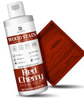 Red Cherry Wood Stain Water Based Matte Finish Fast Drying Formula For Indoor Outdoor Furniture And Cabinets Low Odor Non Toxic Killer Coating No Sweat Diy Job Total Hit in 250 ml bottle with wood sample.