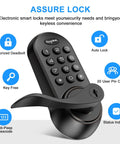 Latchbolt Electronic Door Lock With Keypad And Handle Keyless Entry For Metal Doors Easy To Install High Security Aluminum Alloy
