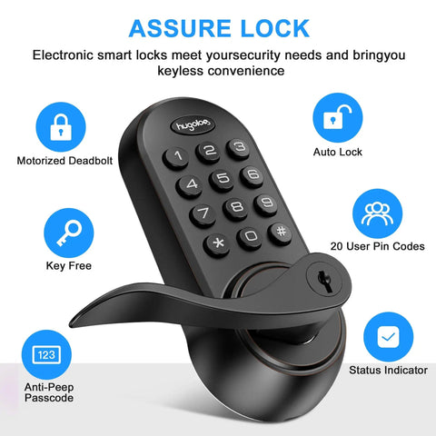 Latchbolt Electronic Door Lock With Keypad And Handle Keyless Entry For Metal Doors Easy To Install High Security Aluminum Alloy
