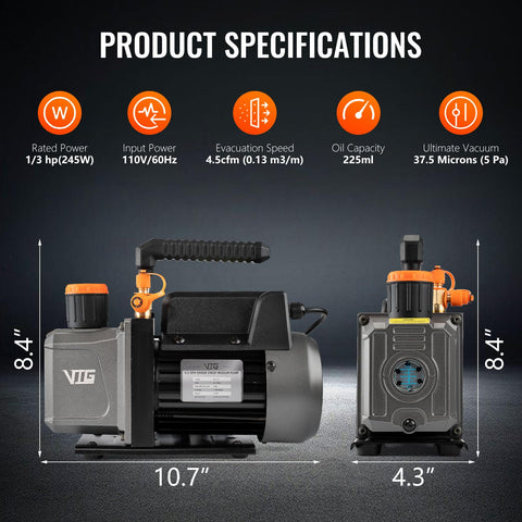 R1234yf Auto HVAC Vacuum Pump And Gauge Kit With 4.5 CFM Leak Detector Can Tap Quick Couplers And Three Way Manifold for Home DIY