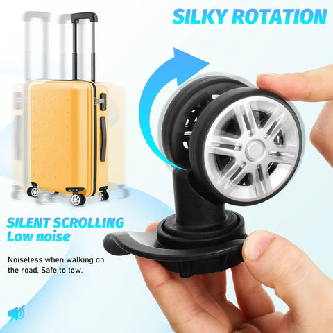 Premium 4 Piece Swivel Replacement Suitcase Wheels With Double Row Build And Smooth TPE Bearings Setup For Easy Luggage Roller Overhauls wheel close-up on suitcase
