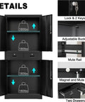 Beefy Heavy Duty Metal Storage Cabinet On Wheels With Locking Doors, Two Drawers, Adjustable Shelves, 73 Inch Tall Black Garage Organizer
