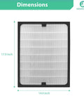 Two Pack Replacement HEPA Filters For 200 And 300 Series Air Purifiers, Easy Install, No Fuss Fit dimensions shown