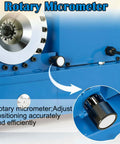 Close-up of a rotary micrometer on the Onsite Ready 10-31mm Hose Crimping Tool With 70 MPa Pressure, 600W Power, Automatic Crimp Press, 8 Die Set.