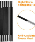 Replacement Poles for 10x7x6ft Golf Netting, Heavy Duty Fiberglass Rods with Anti-Rust Metal Sleeve Heads