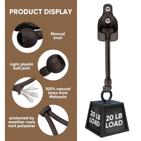 Weatherproof Sun Shade Bungee Kit With End Caps For Exterior Roller Shades And Outdoor Blinds Includes 4 Bungee Tie Downs