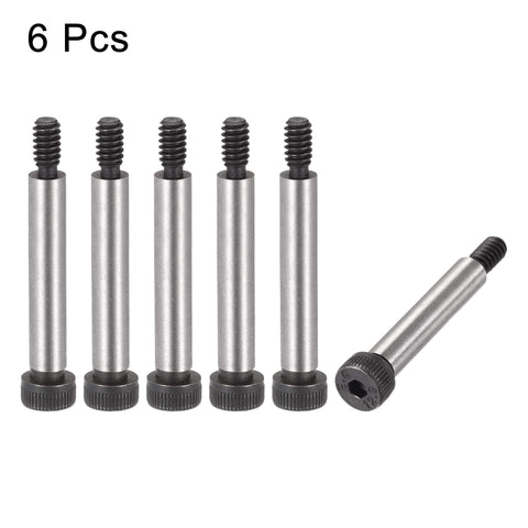 Alloy Steel Hex Socket Head Shoulder Bolts Six Pack One And A Half Inch Shoulder Length One Quarter Inch Shoulder Diameter Thread Size Ten To Twenty Four Beefy High Torque Stripper Bolts For Machinery
