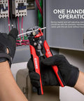 3 In 1 Automatic Wire Stripper Cutter And Crimping Tool With Self Adjusting Pliers in use, stripping wire in electrical box