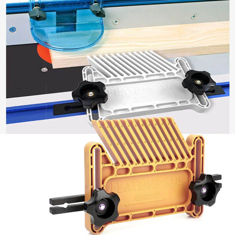 Top Shelf Stackable Kickback Buster Featherboard For Table Saws And Router Tables Heavy Duty Polypropylene with quick release guide bar.