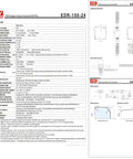 EDR-150-24 24V DIN rail power supply spec sheet with dimensions and wiring diagrams for industrial testing gear