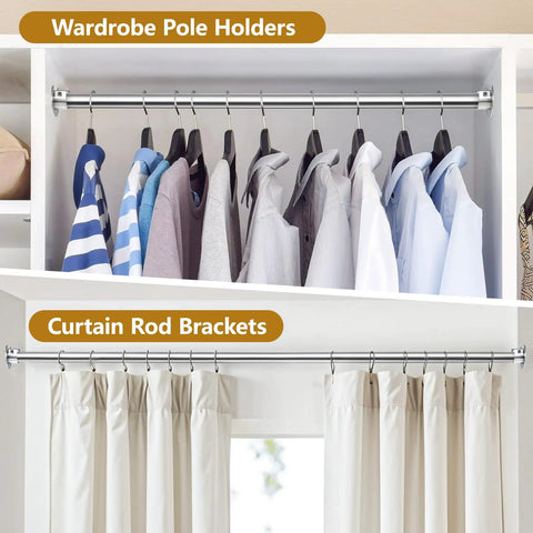 Beefy Heavy Duty Stainless Steel Closet Pole Sockets 20 Pack For 1-1/4 Inch Closet Rods U Shaped Rod Holders With Screws Wall Anchors End Caps Durable Curtain Rod Brackets For Closets And Wardrobes, installed in closet