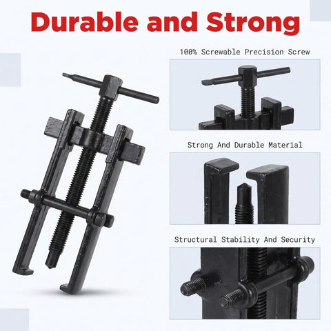 Heavy Duty Bearing Puller Tool Kit 2 Jaw Adjustable Gear Remover For Auto Motorcycle Chrome Vanadium Steel Ensures Durability On Flywheels And Engines, black steel 2-jaw puller