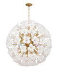 Top Tier 30 Inch 12 Light Pendant Featuring Solid Brass And Fresh White Swirl Handmade Glass For Covered Patios And Chill Living Areas Damp Rated Slick Lamp Design With No Bulbs.