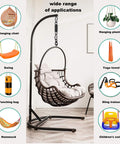 Heavy Duty Porch Swing Spring Kit With 700 Lb Capacity, versatile uses including hanging chair and hammock in a room setup.