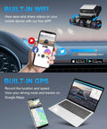 360 Degree Four Channel Dash Cam with Built-in WiFi and GPS shown with smartphone and laptop integration features
