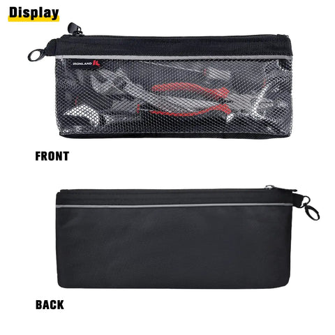Front and back view of Premium Small Tool Pouches With Zipper Waterproof 1680D Pouch Bags for Men showing mesh and solid sides