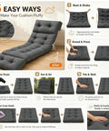 6 easy ways to make Ultra Comfy All Weather Outdoor Chaise Lounge Cushion Waterproof 74.4 Inch Long by 22 Inch Wide by 4.7 Inch Thick With Ties for Poolside Patio Balcony Furniture Grey fluffy with illustrations and text instructions.