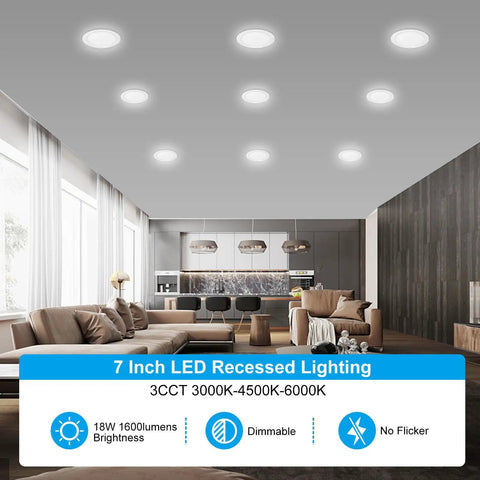 Dead Simple Flush Mount 7 Inch Led Recessed Light With Junction Box 3Cct Switchable 3000K To 6000K Dimmable Ceiling Canless Wafer Downlight Screaming Bright And Zero Headache Wiring Indoors