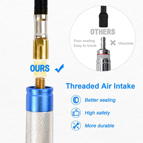 Heavy Duty 18 Piece Pneumatic Air Die Grinder Rig Delivering Badass 70000 RPM Torque showing threaded air intake with improved sealing.