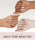 Diverse hands showing Semi Cured Gel Nail Strips Real Gel Nail Polish UV Wraps For Brittle Nails Long Lasting Easy Peel Off Removal.