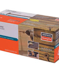 Hardcore Exterior Grade Timber Screws Four Inch Heavy Duty Wood Fasteners With Double Barrier Coating And Wide Washer Head Built Like A Tank For Rough Job Sites And Drives Dead Nuts Tight Pack Of Fifty in packaging.
