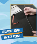 Hand holding One Eighth Inch Two-Piece Model Rocket Launch Rod For Standard Engines, launch pad accessory setup.