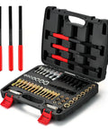 61 Piece Thread Chaser Set For Rethreading And Bolt Repair Pro Grade, SAE And Metric Taps Dies, Thread Files And Pitch Gauges