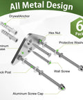 Diagram of Sick Six Pack Aluminum Skateboard Wall Mount Hangers with screws and components labeled for easy installation.