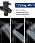 Filtered Rain Shower Head High Pressure 8 Inch Square With Five Setting Handheld Shower Filter Combo shown with 3 spray modes