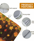 Fall Thanksgiving Must Have Dish Drying Mat Set With Orange Pumpkin Design And Maple Leaves Brown Wood Grain Look
