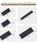 Dimensions of 30 Pack Black Plastic Furniture Shims Set For Leveling In 5 Sizes; heavy-duty wedges shown in various lengths.