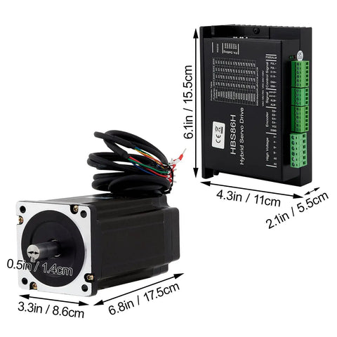1 Stepper Servo Motor With Closed Loop Control, Ultra Smooth Operation, dimensions and controller details shown