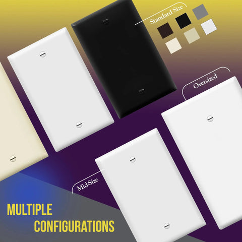 Oversized 1-Gang Blank Wall Plate Cover 5.5 By 3.5 Inches Polycarbonate Thermoplastic Built Tough Heat And Fade Resistant White Finish