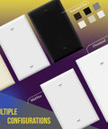 Top Shelf Heavy Duty Blank Wall Plate Outlet Cover One Gang White Polycarbonate Faceplate in multiple sizes and colors on display.