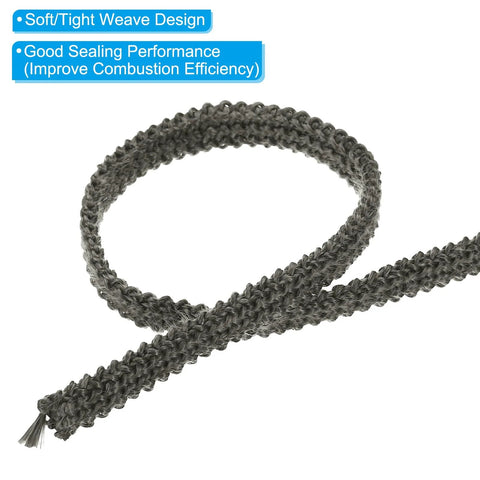 PATIKIL wood stove gasket rope, 3/8x1/8x73 in, graphite fiberglass braided seal, 2 pcs, black