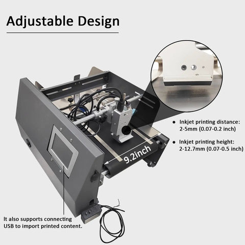Detailed view of the Automatic Desktop Paging Machine And Inkjet Printing Feeder for adjustable printing distance and height.