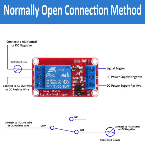 Ten Pack 5V Relay Module With Optocoupler Isolation One Channel Switch Board High Or Low Level Trigger wiring diagram