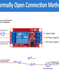 Diagram of Four Piece 24V DC Relay Module Set With Optocoupler Isolation One Channel Trigger showing normally open connection method.