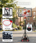 Portable Outdoor Basketball Hoop With 3-10Ft Adjustable Height, 40 Inch Shatterproof Backboard, Fillable Base in a driveway.