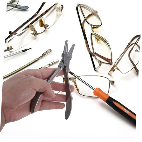 Stainless Steel Eyeglass Repair Pliers With Nose Pad Tool 2 Piece Glasses Maintenance Kit For Quick Adjustments And Fixes Durable DIY Set