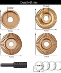 Heavy Duty Wood Carving Disc Set with Pro Grade Five Rotary Burrs for Four to Four and a Half Inch Angle Grinders with Seven Eighths Inch Arbor