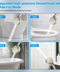 12 Inch All Metal Shower Head System With CUPC Certified High Pressure Rainfall spraying on tile, toilet, bathtub, corner in bathroom
